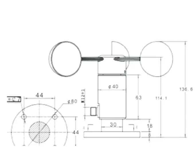 Sensor de velocidade do vento Dimension 201